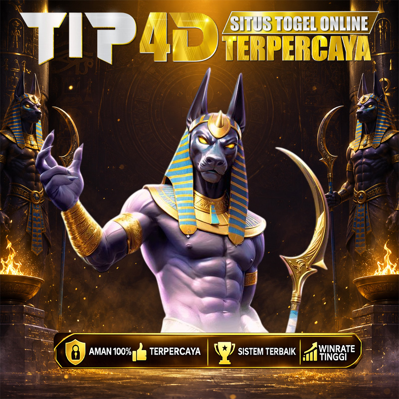 Poster Promosi TP4D Menampilkan Karakter Anubis, Nuansa Emas, dan Informasi Situs Togel Online Bertema Terpercaya